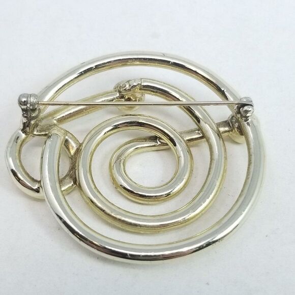 Vintage Abstract Design Modern Minimalist Brooch, Gold Tone Setting, Unique - Picture 3 of 5